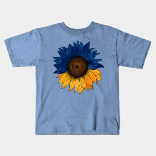 Support Ukraine Sunflower Blue Gold Colors Kids T-Shirt